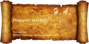 Hegyes Anikó névjegykártya